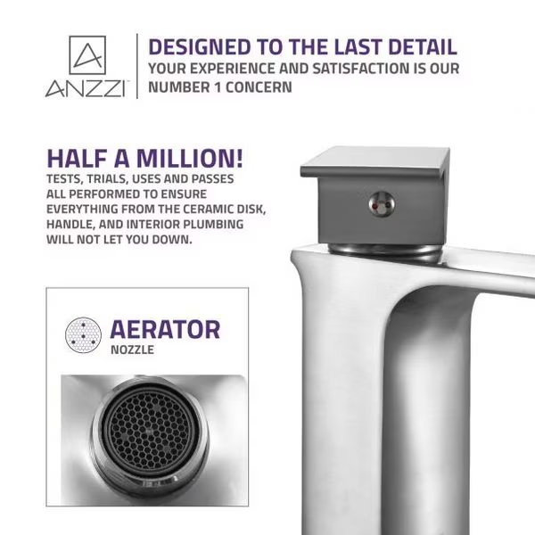 Promenade Single Hole Single Handle Bathroom Faucet in Brushed Nickel, Anzzi, Mfr#: L-AZ118BN